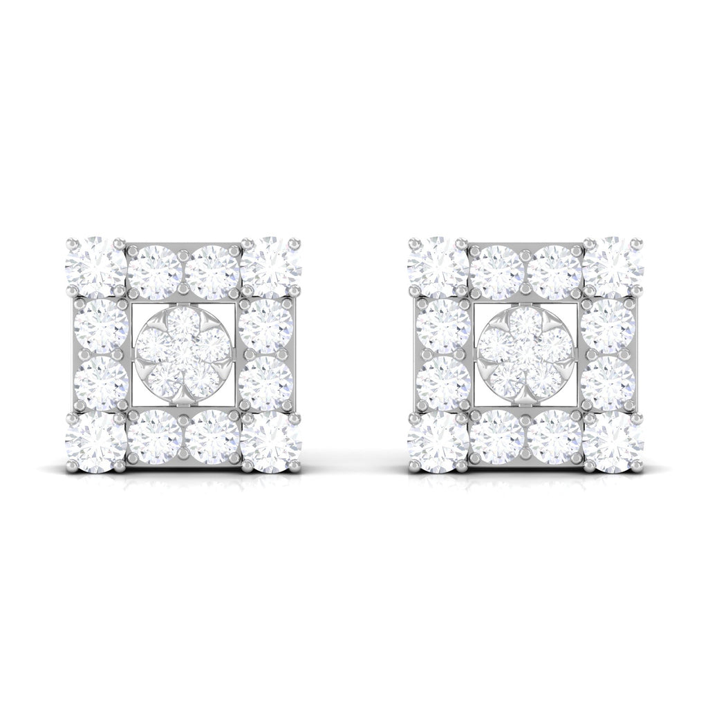 Certified Moissanite Square Stud Earrings
