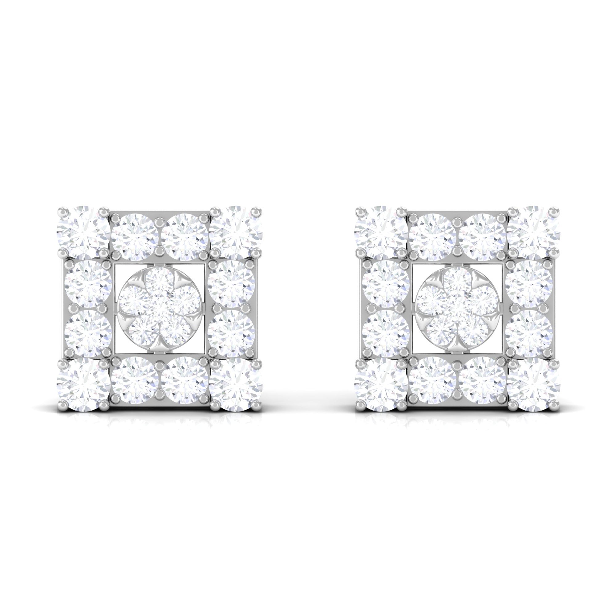 Certified Moissanite Square Stud Earrings