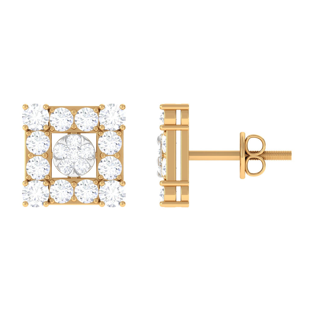 Certified Moissanite Square Stud Earrings