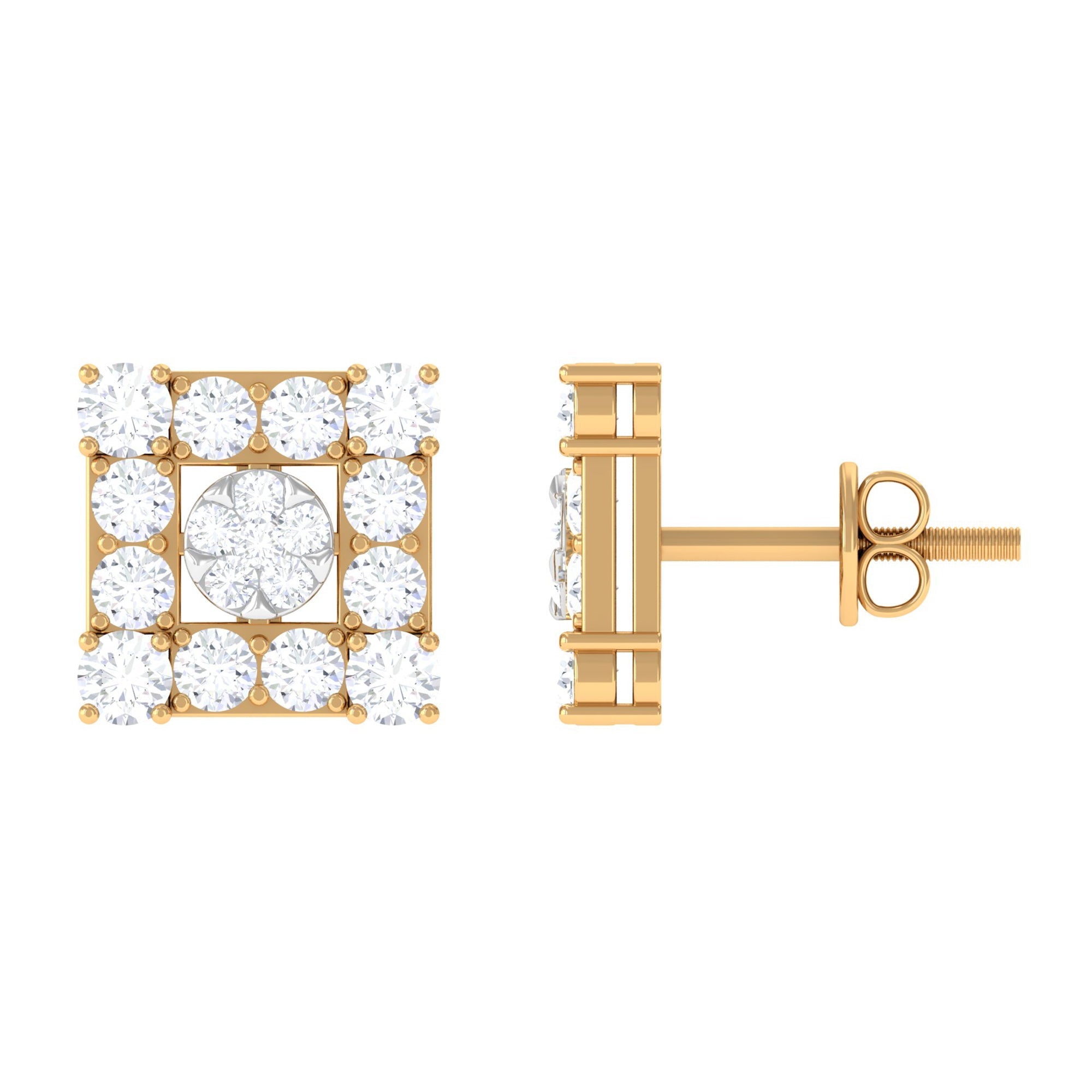 Certified Moissanite Square Stud Earrings