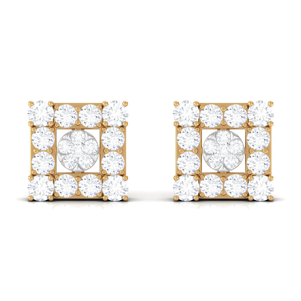 Certified Moissanite Square Stud Earrings