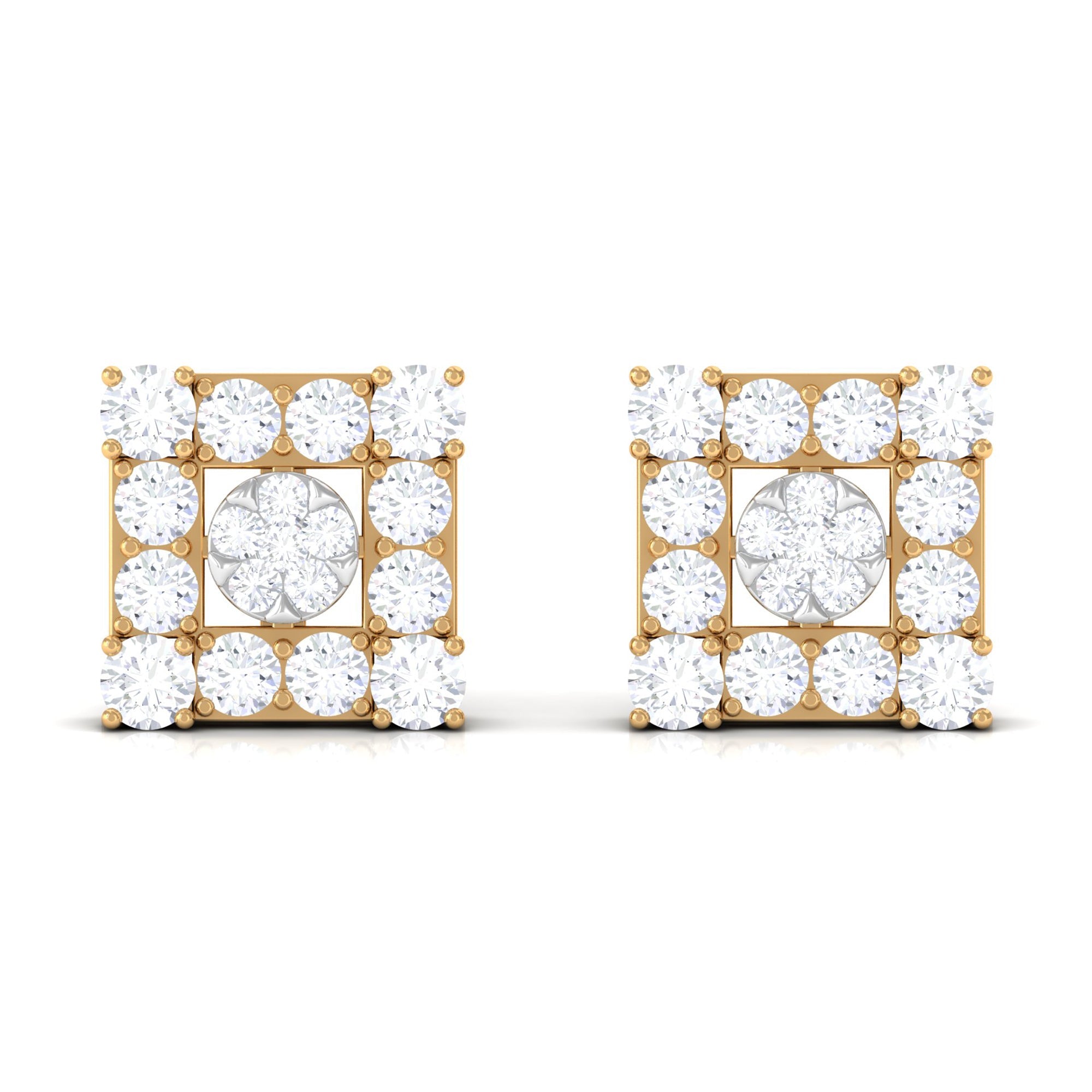 Certified Moissanite Square Stud Earrings