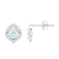 Vintage inspired Ethiopian Opal Stud Earrings with Diamond Accent