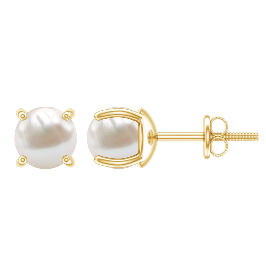 6 MM Round Freshwater Pearl Solitaire Stud Earrings