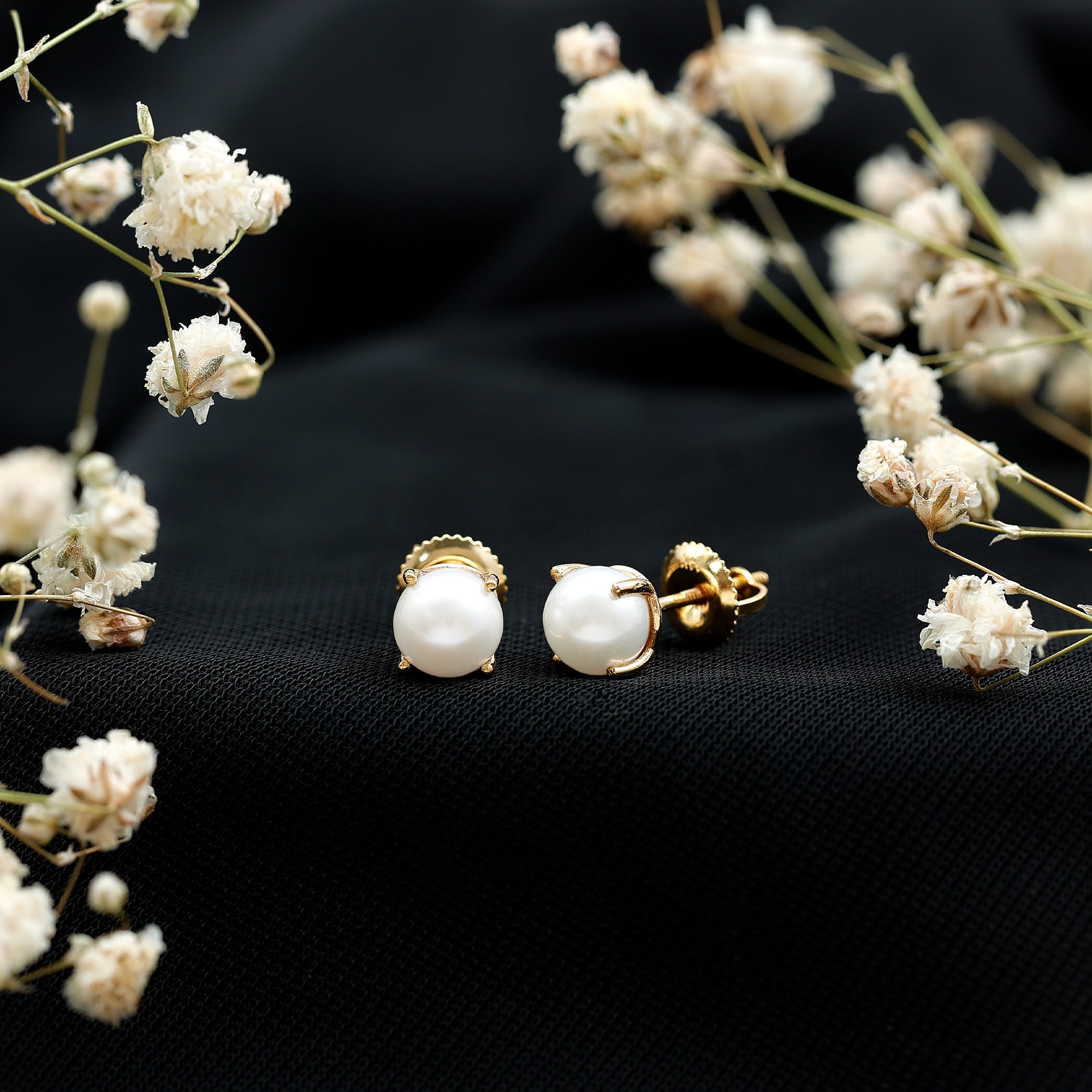 6 MM Round Freshwater Pearl Solitaire Stud Earrings
