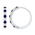 Round Blue Sapphire and Diamond Hinged Hoop Earrings with Certificate