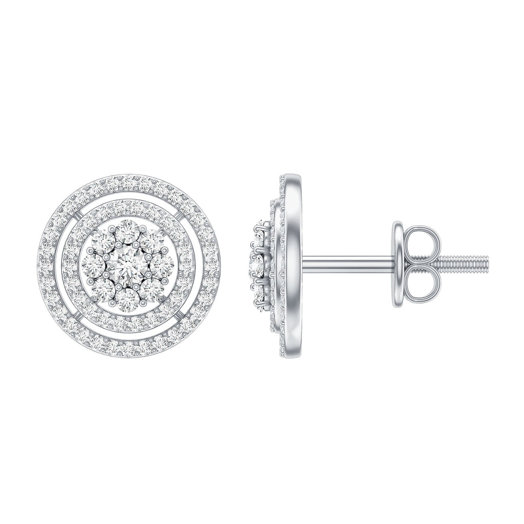 Flower Inspired Diamond Halo Stud Earrings