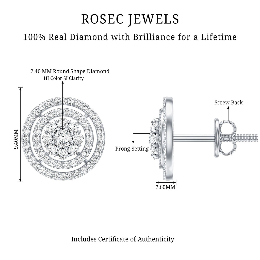 Flower Inspired Diamond Halo Stud Earrings