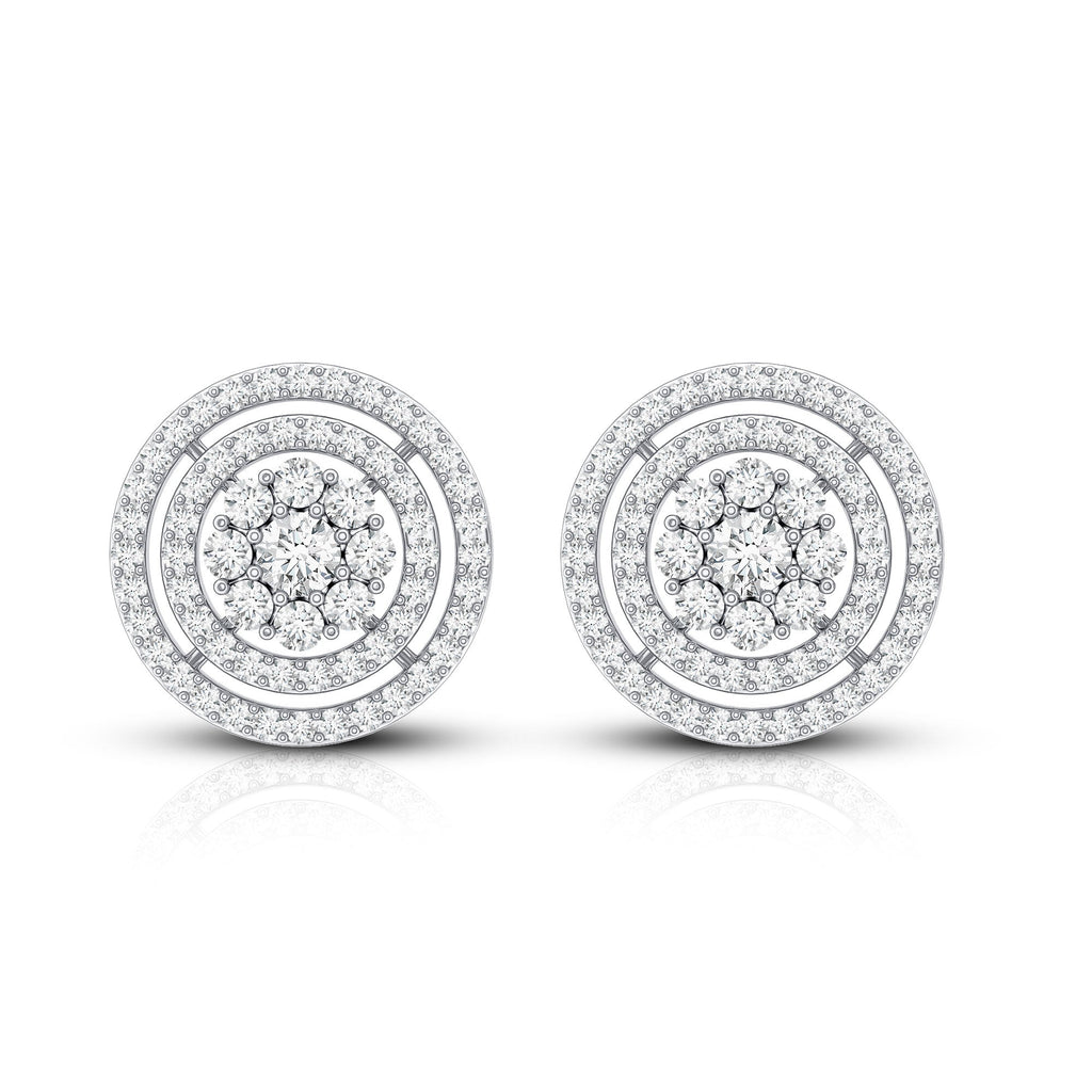 Flower Inspired Diamond Halo Stud Earrings