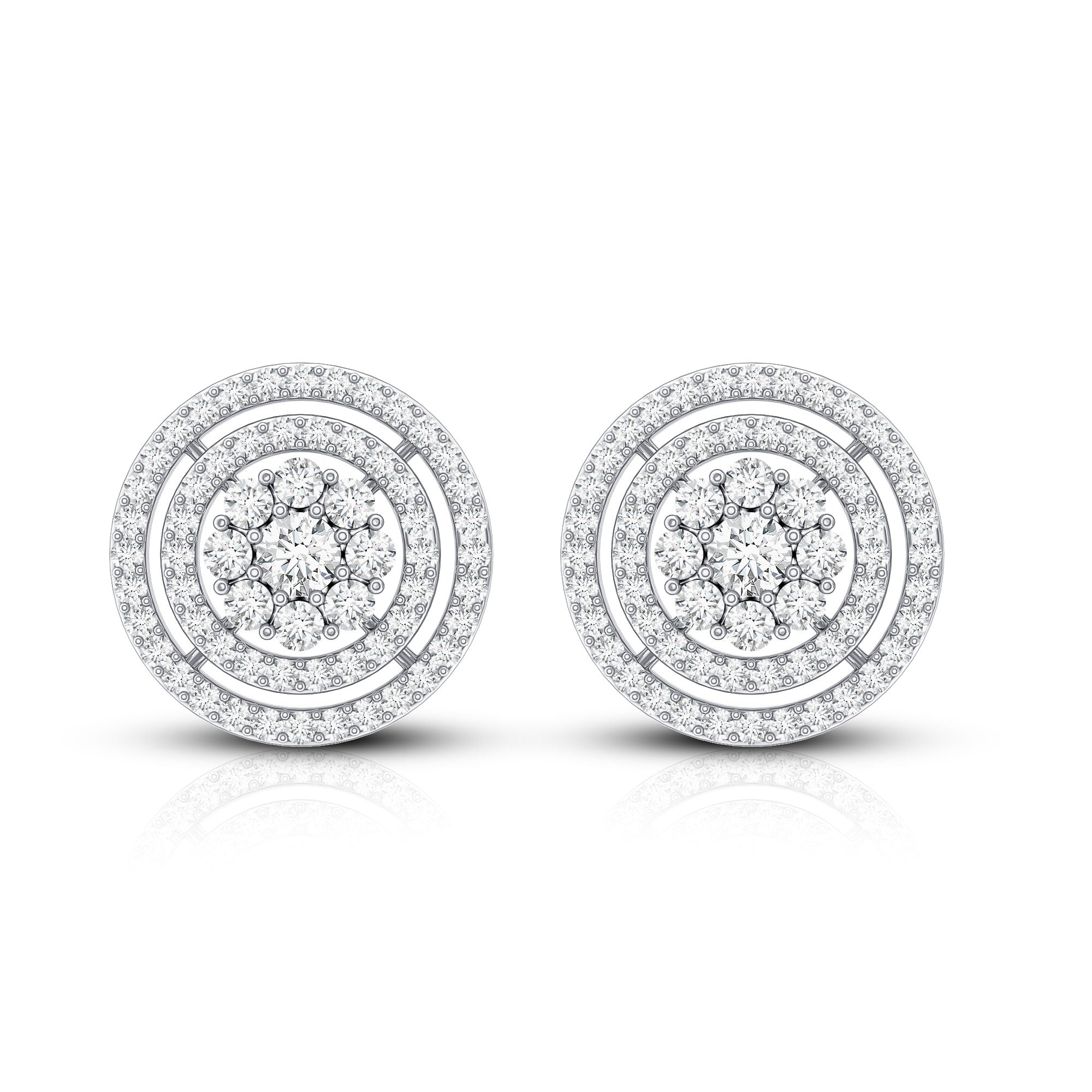 Flower Inspired Diamond Halo Stud Earrings