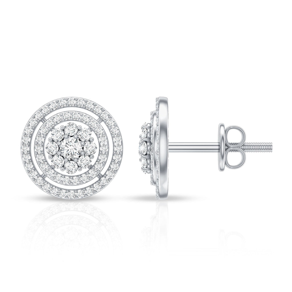 Flower Inspired Diamond Halo Stud Earrings