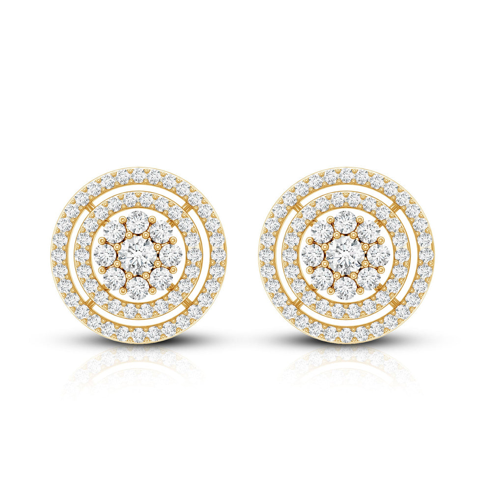 Flower Inspired Diamond Halo Stud Earrings