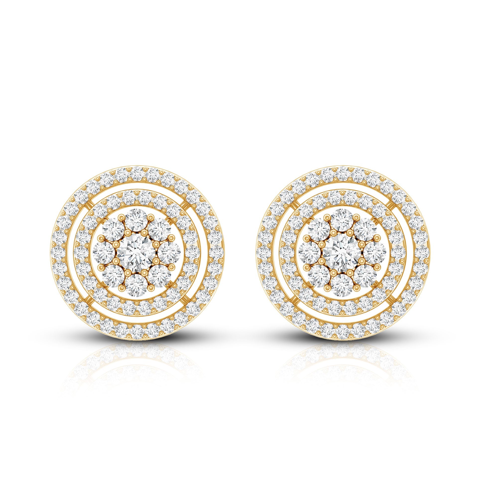 Flower Inspired Diamond Halo Stud Earrings