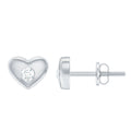 Gypsy Set Real Diamond Heart Stud Earrings