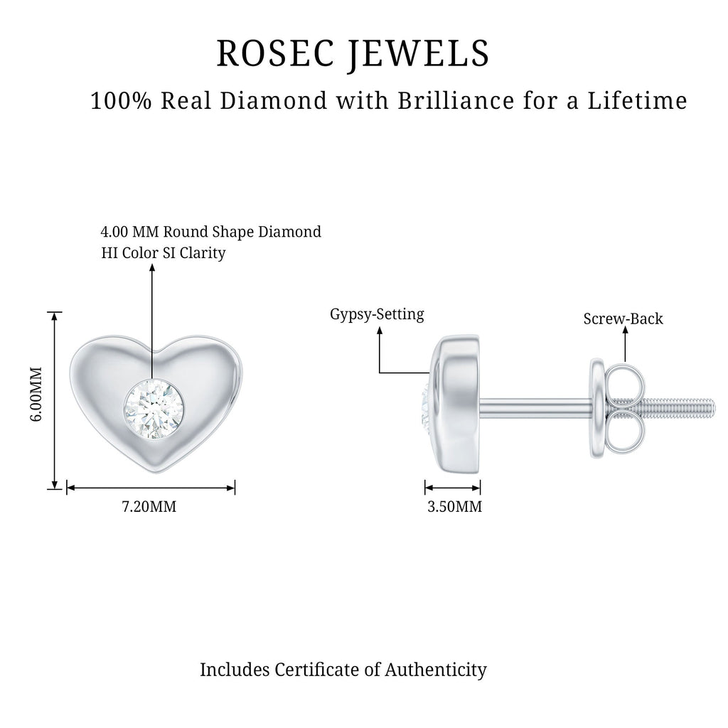 Gypsy Set Real Diamond Heart Stud Earrings