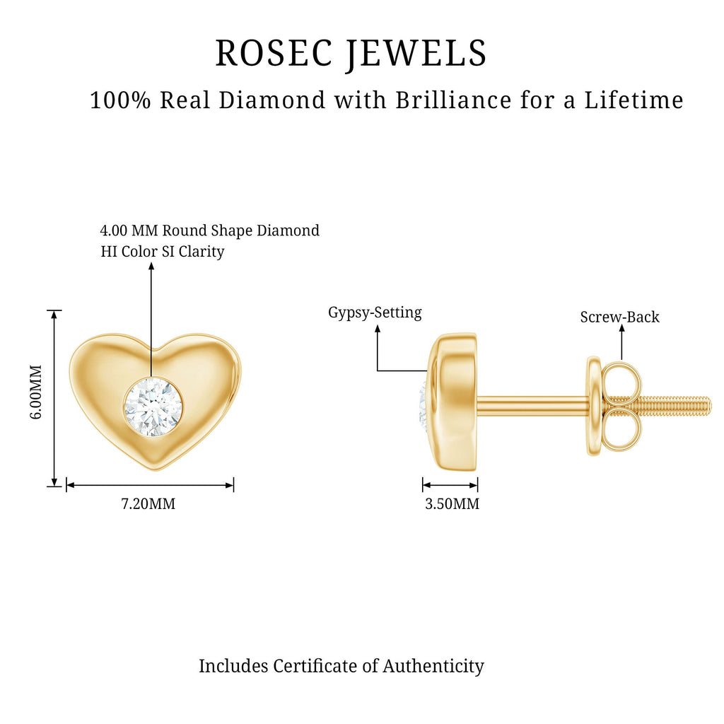 Gypsy Set Real Diamond Heart Stud Earrings