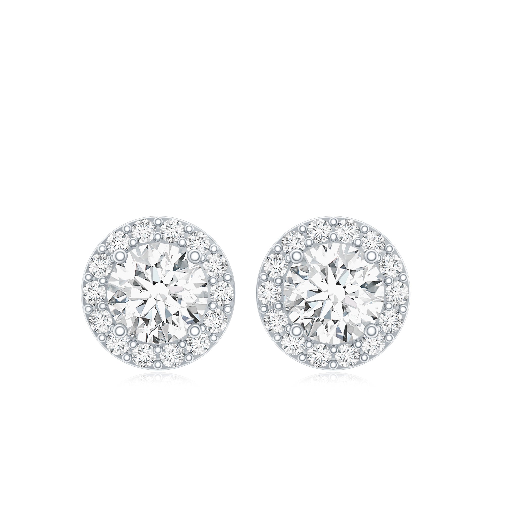 Certified Round Moissanite Halo Stud Earrings