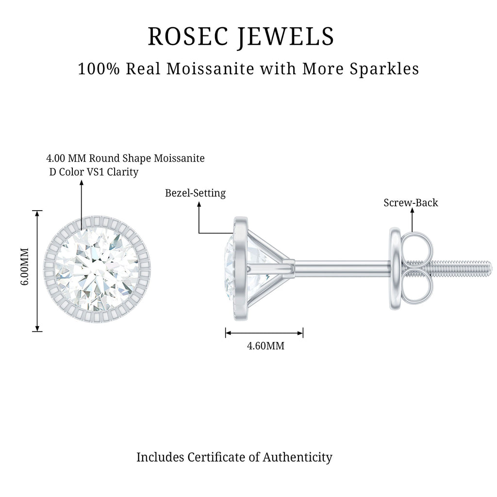 Minimalist Moissanite Stud Earrings in Martini Setting