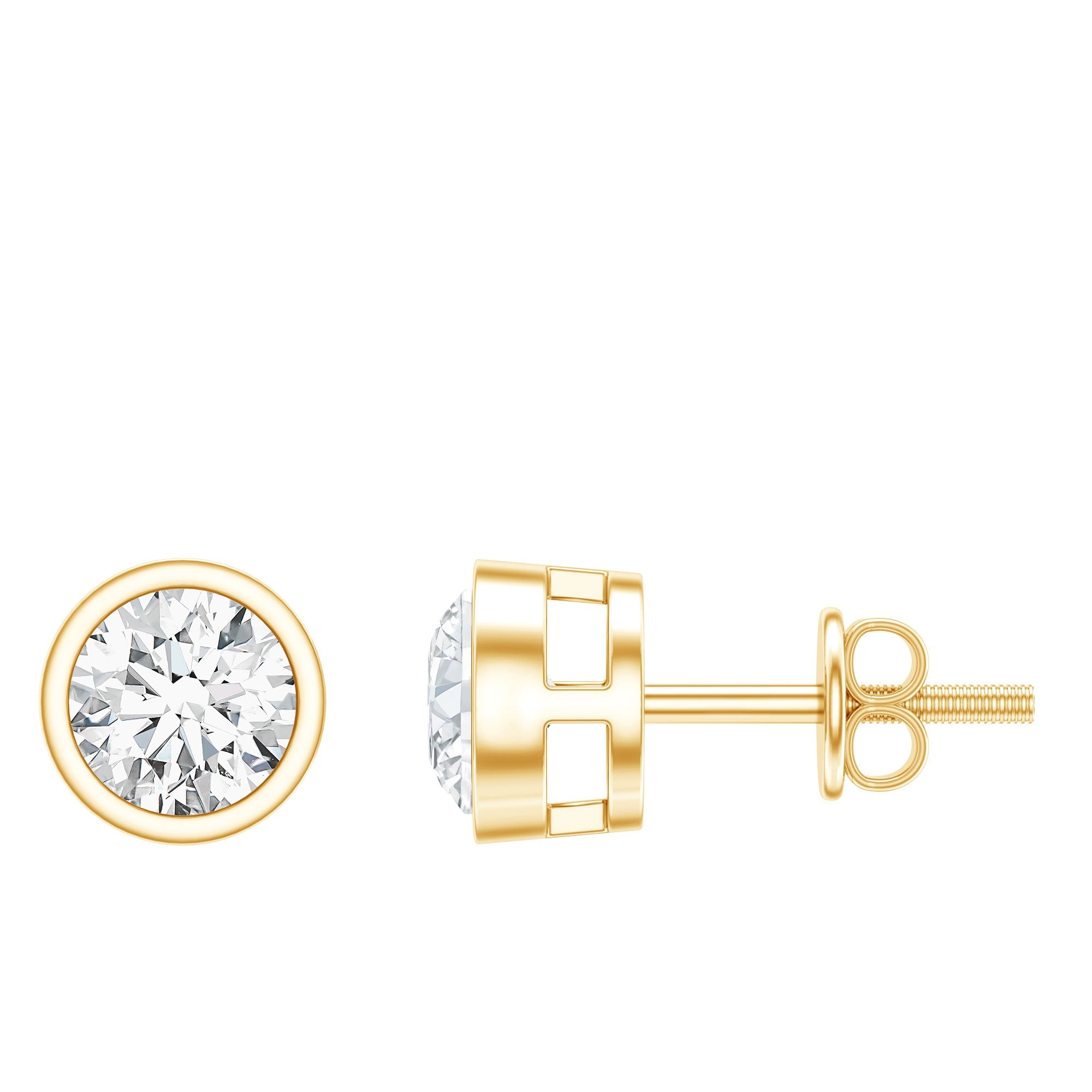 Bezel Set Round Cut Moissanite Stud Earrings