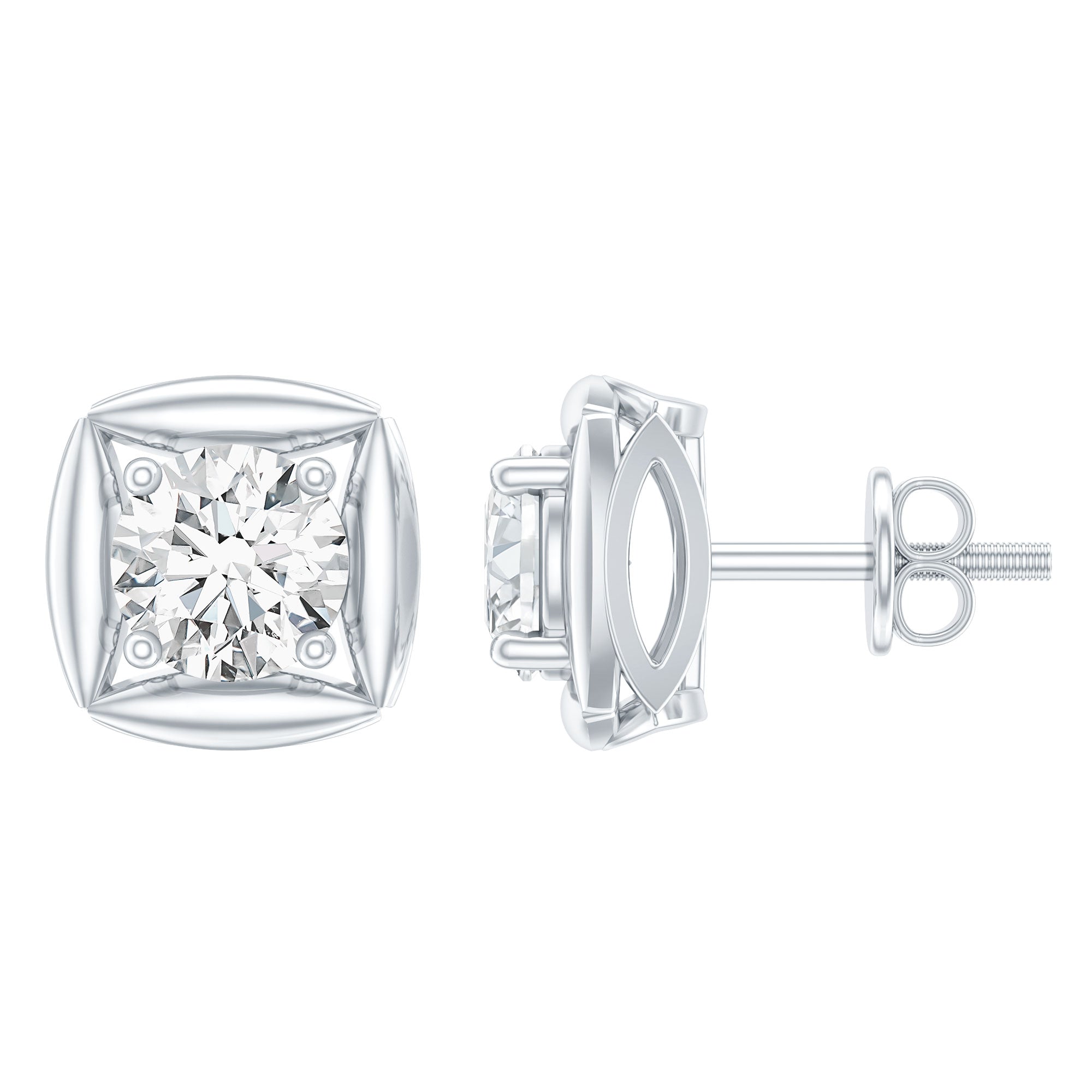 1 CT Solitaire Moissanite Stud Earrings for Women