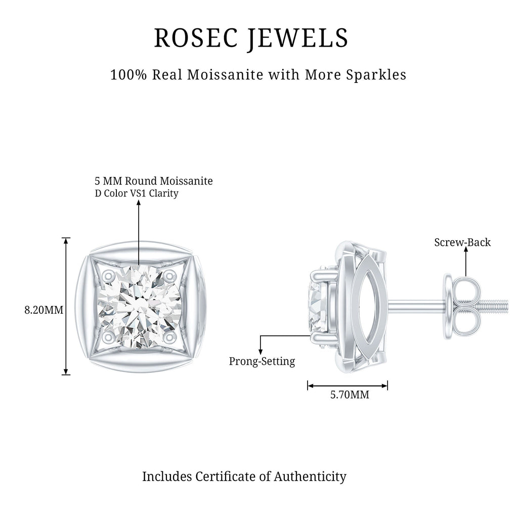 1 CT Solitaire Moissanite Stud Earrings for Women