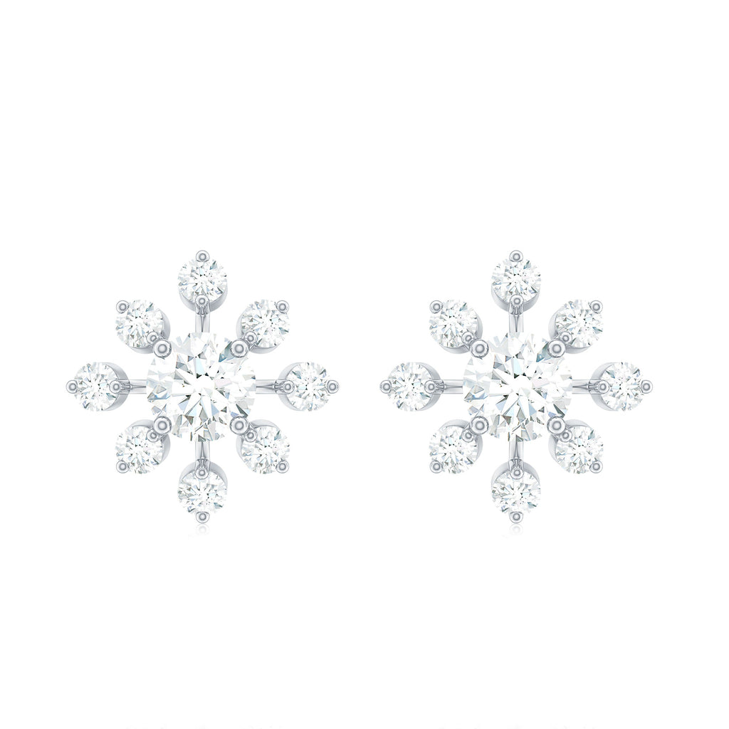 Moissanite Snowflake Stud Earrings with Certificate