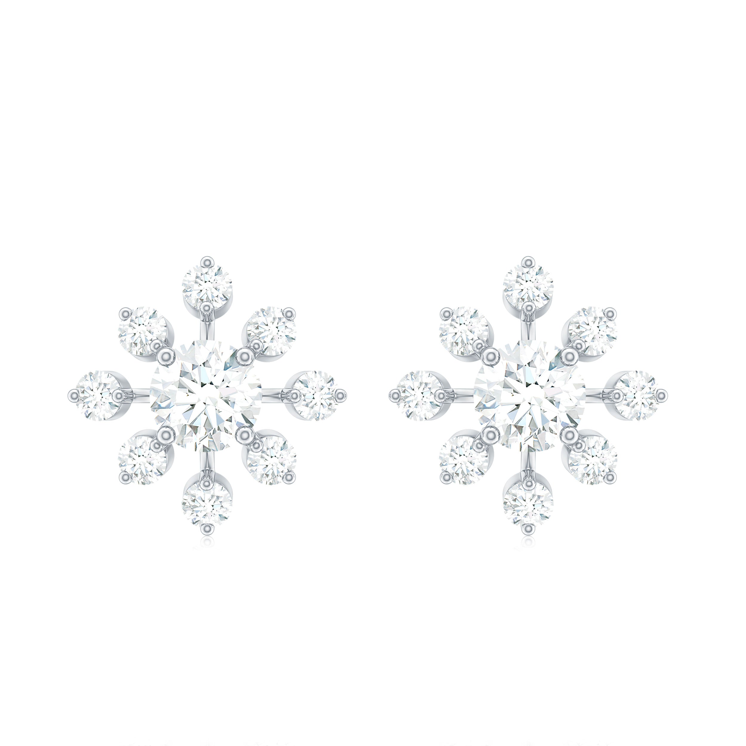Moissanite Snowflake Stud Earrings with Certificate