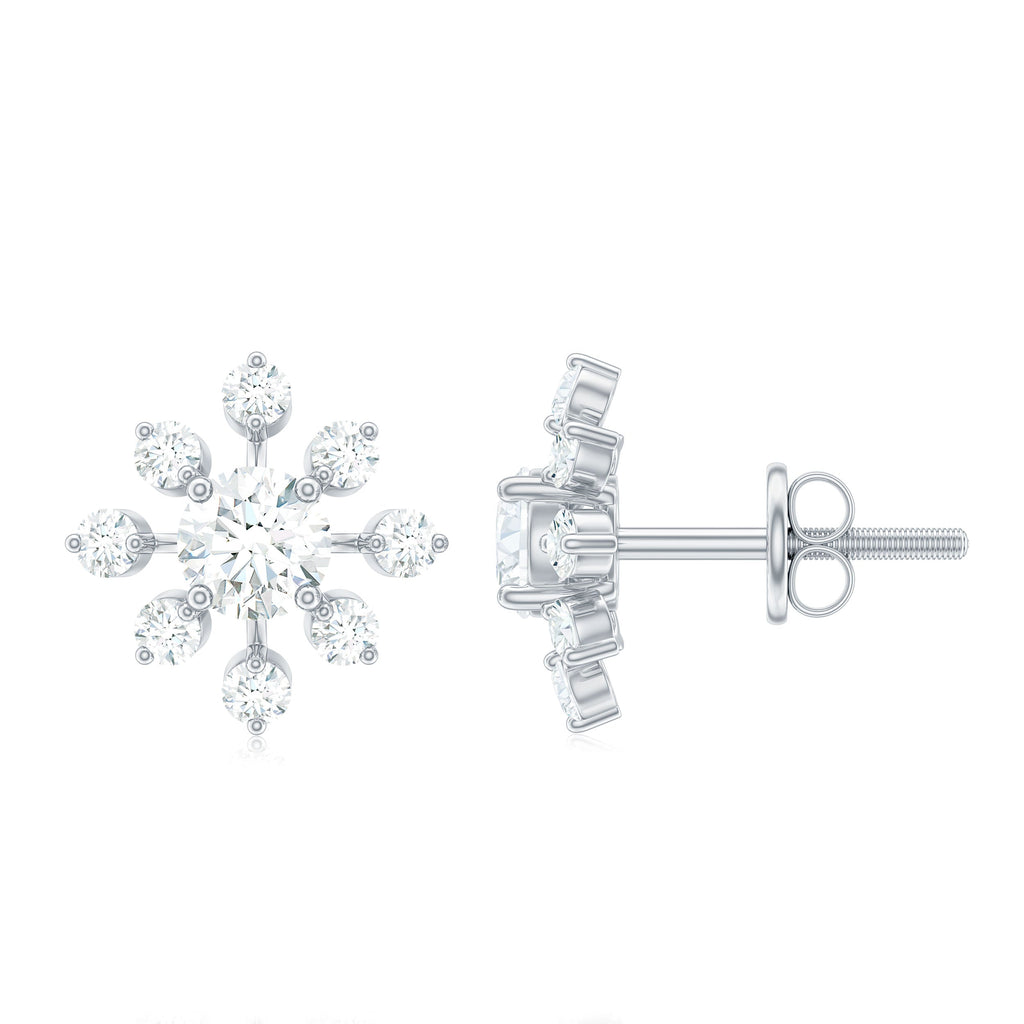 Moissanite Snowflake Stud Earrings with Certificate