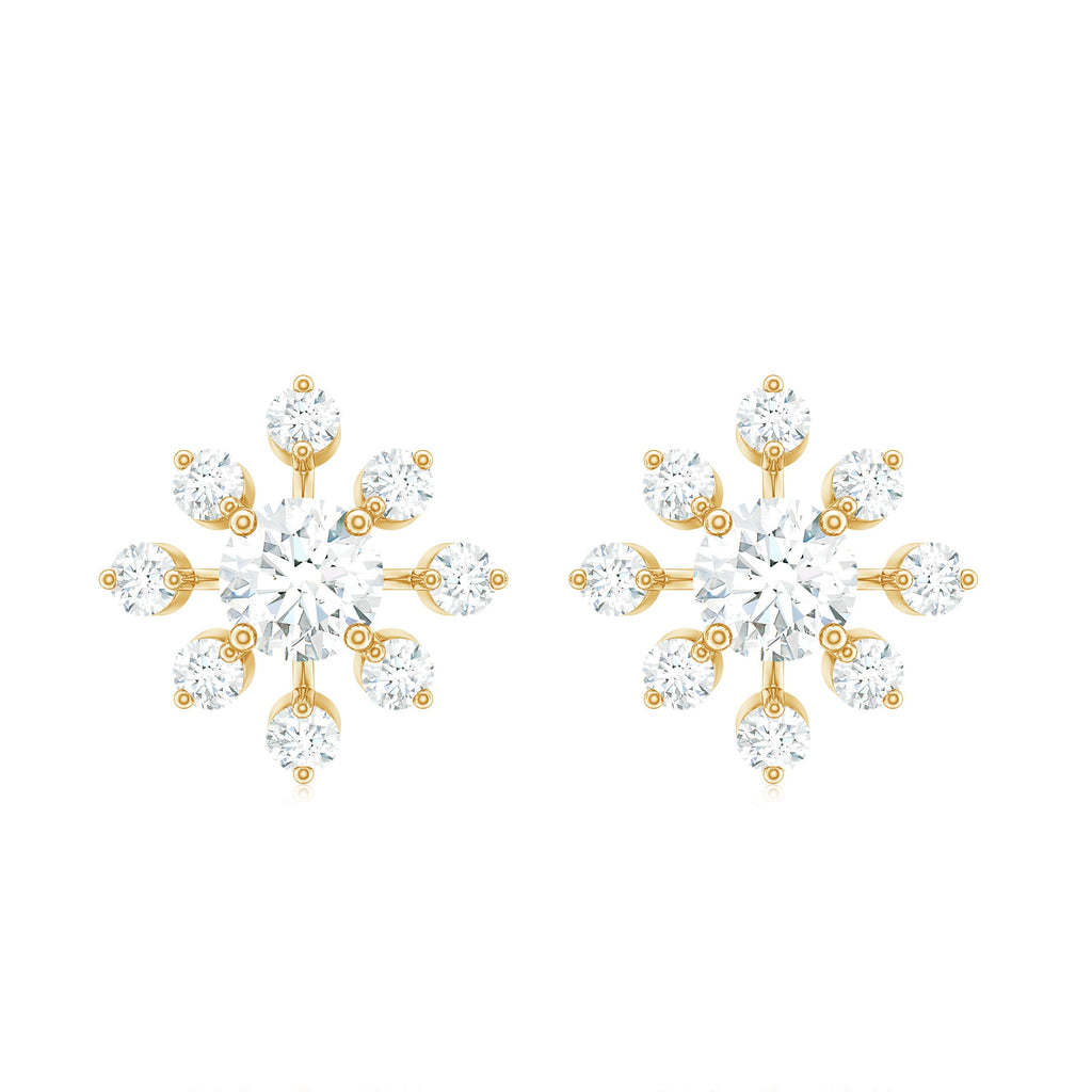 Moissanite Snowflake Stud Earrings with Certificate