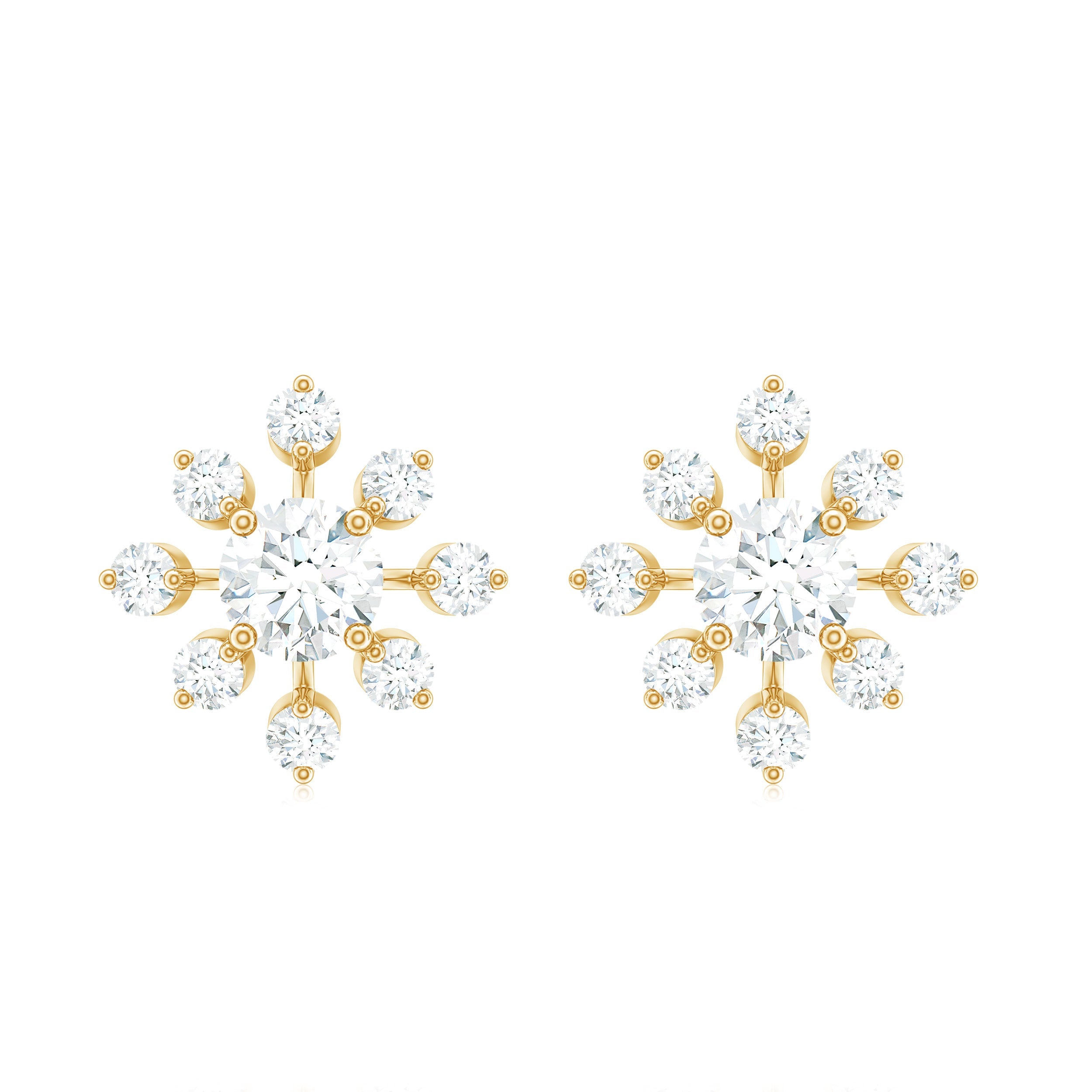 Moissanite Snowflake Stud Earrings with Certificate