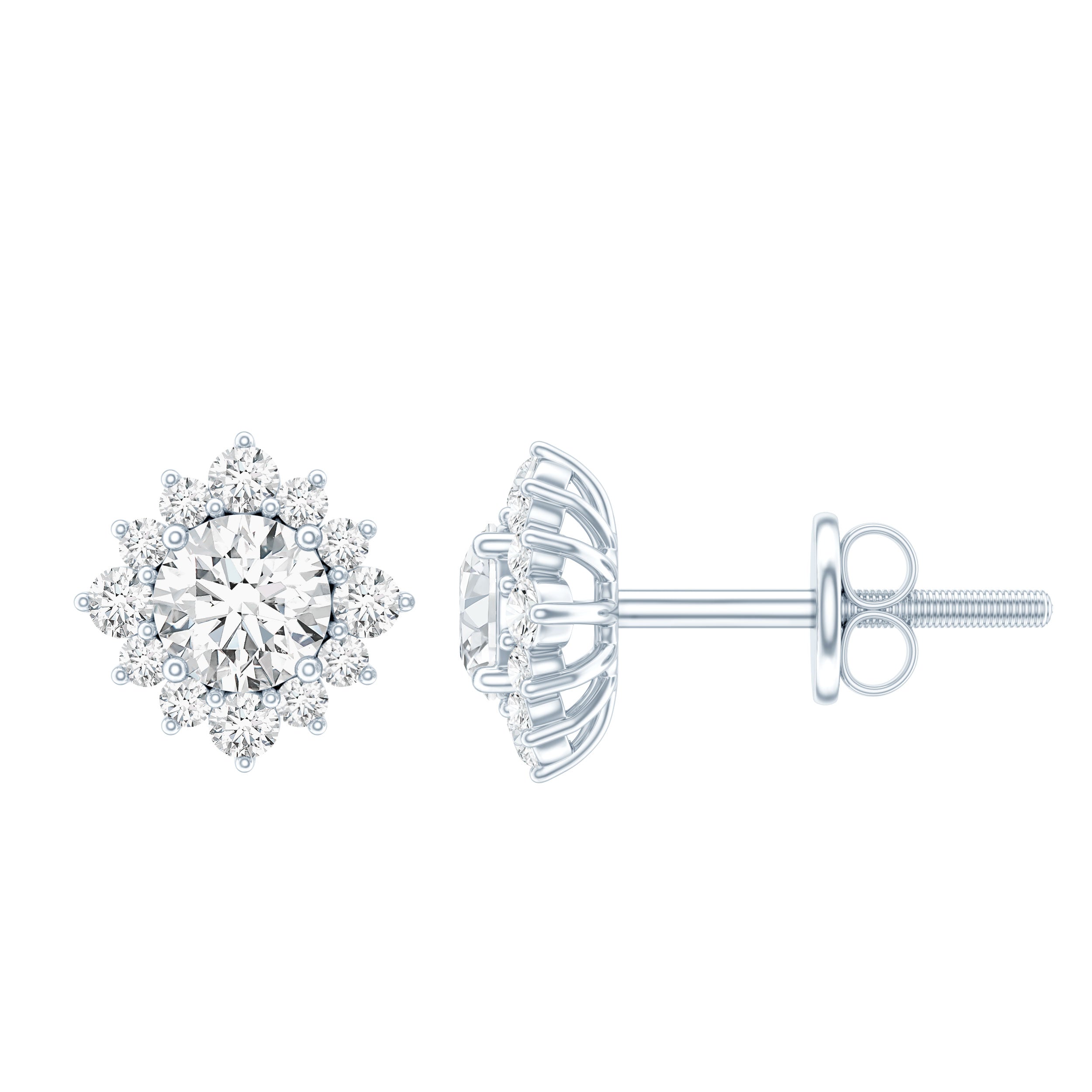 Classic Moissanite Stud Earrings with Halo