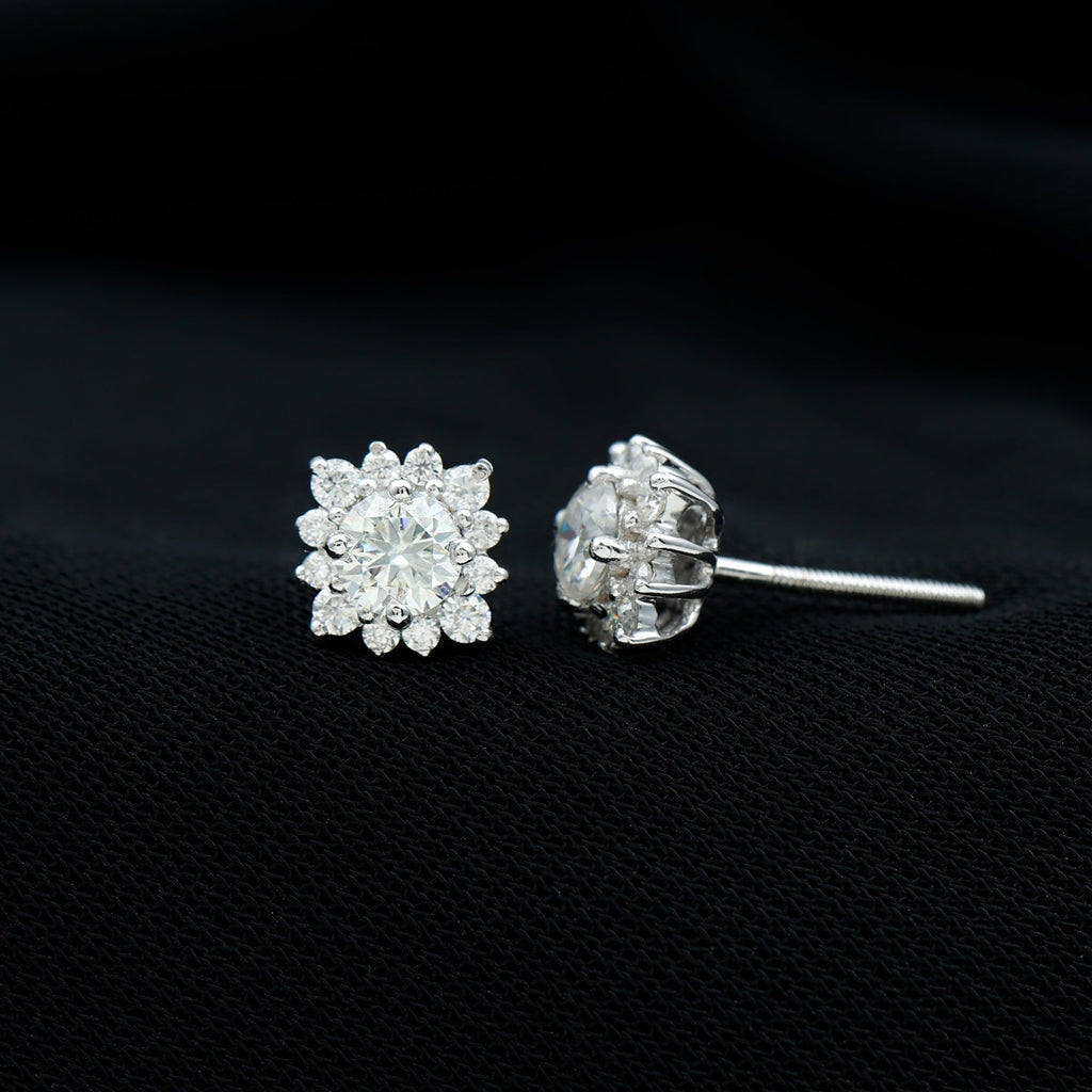 Classic Moissanite Stud Earrings with Halo