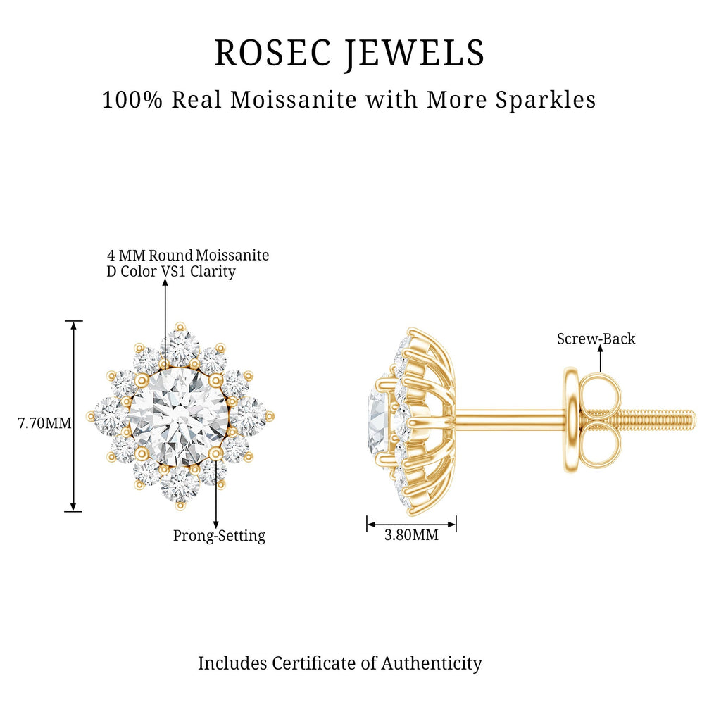Classic Moissanite Stud Earrings with Halo