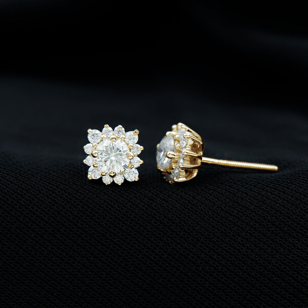 Classic Moissanite Stud Earrings with Halo