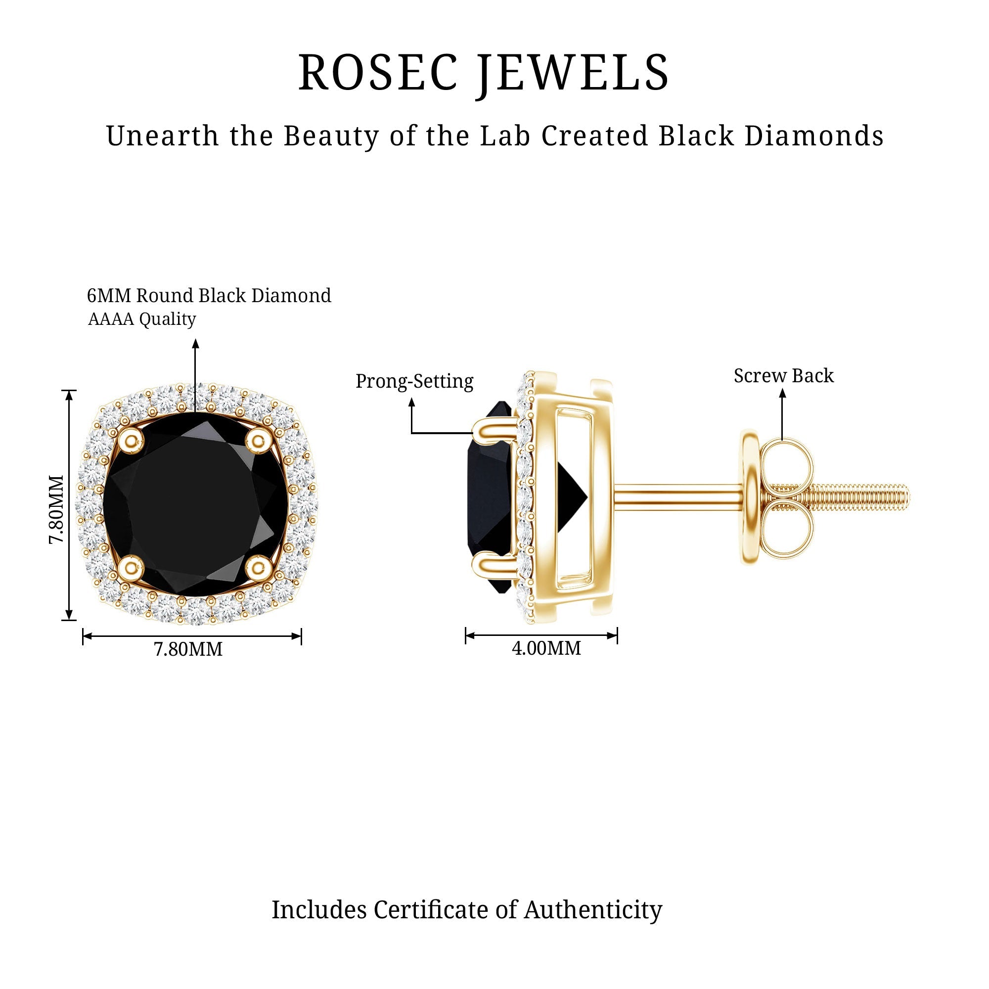 Lab Grown Black and White Diamond Halo Stud Earrings
