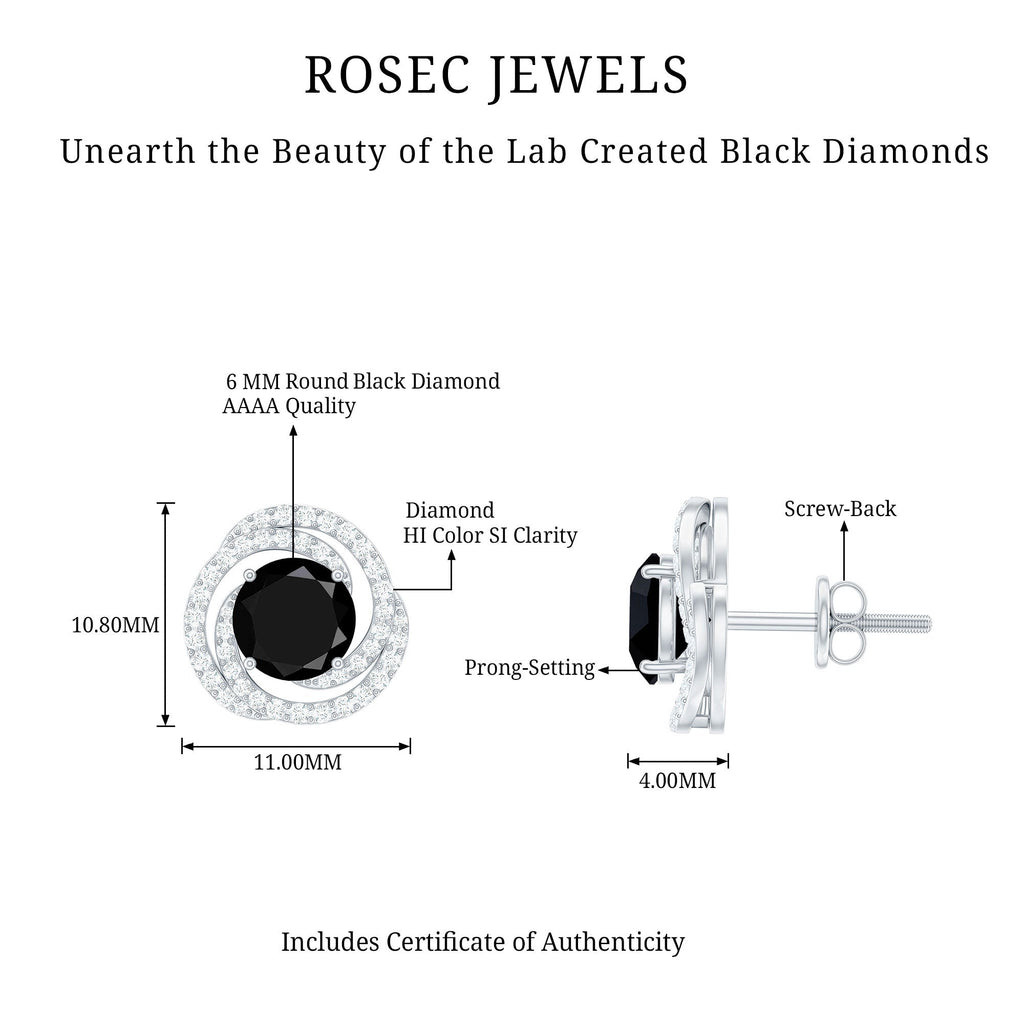 Lab Created Black Diamond Spiral Earrings with Diamonds