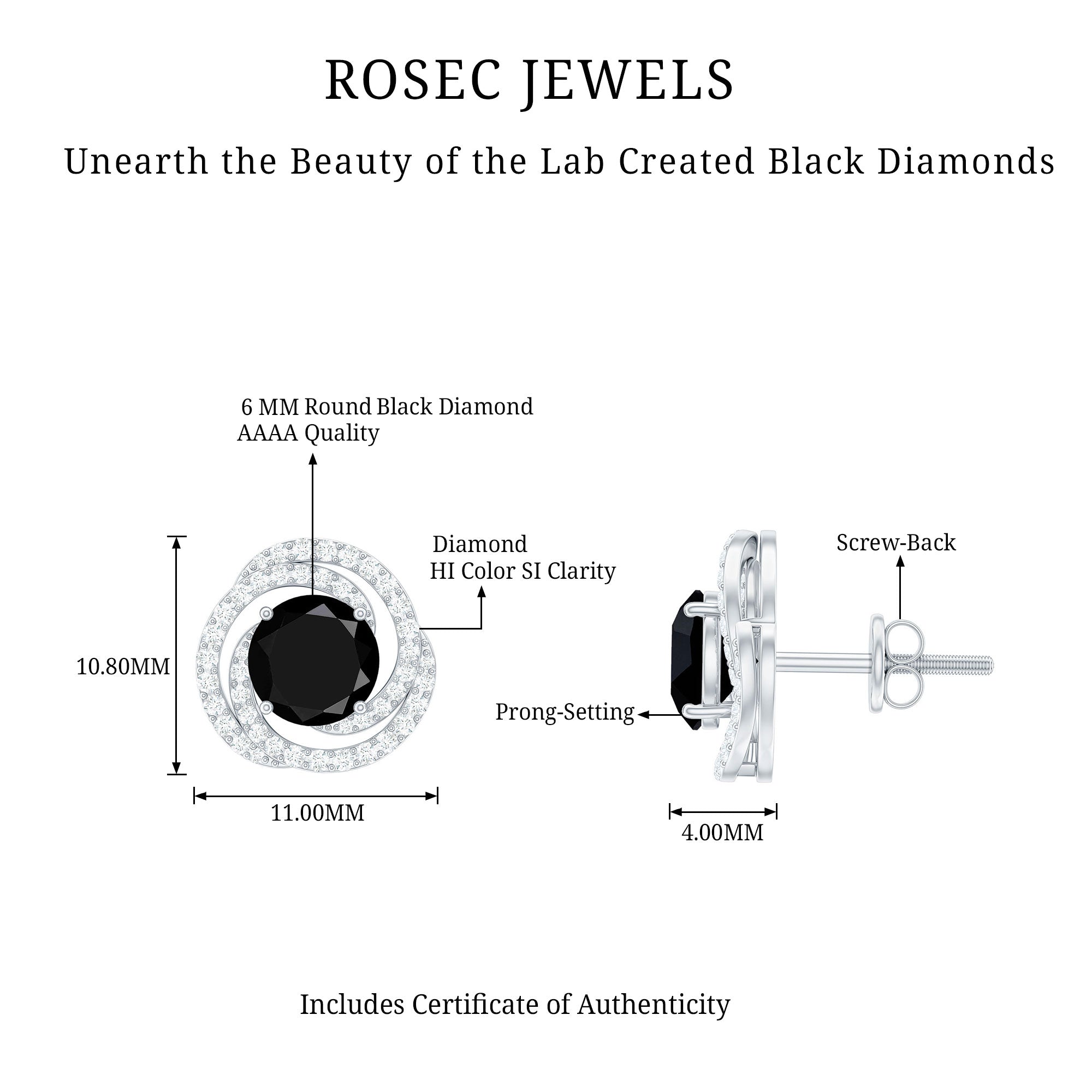 Lab Created Black Diamond Spiral Earrings with Diamonds