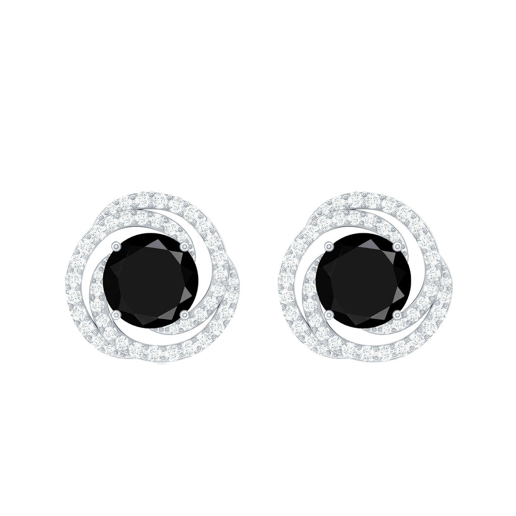 Lab Created Black Diamond Spiral Earrings with Diamonds