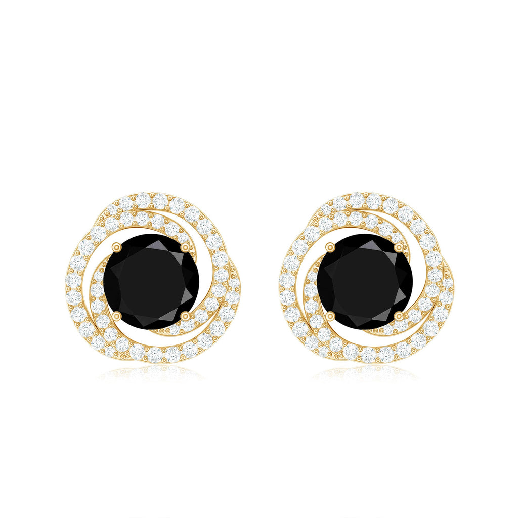 Lab Created Black Diamond Spiral Earrings with Diamonds