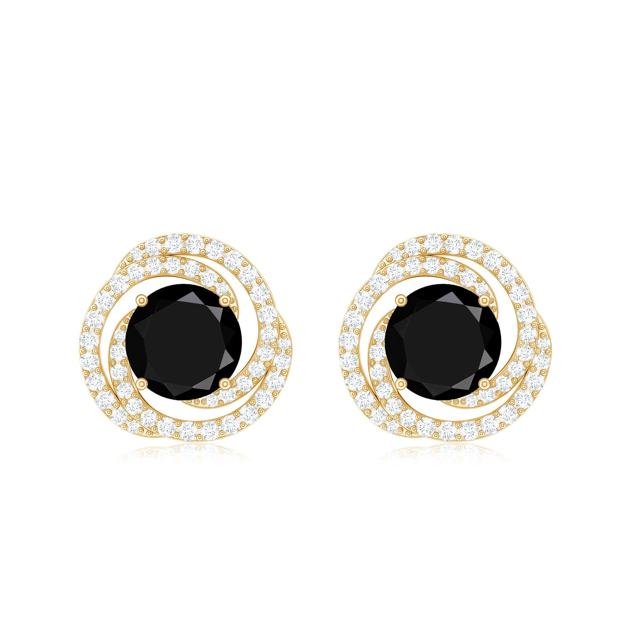 Lab Created Black Diamond Spiral Earrings with Diamonds