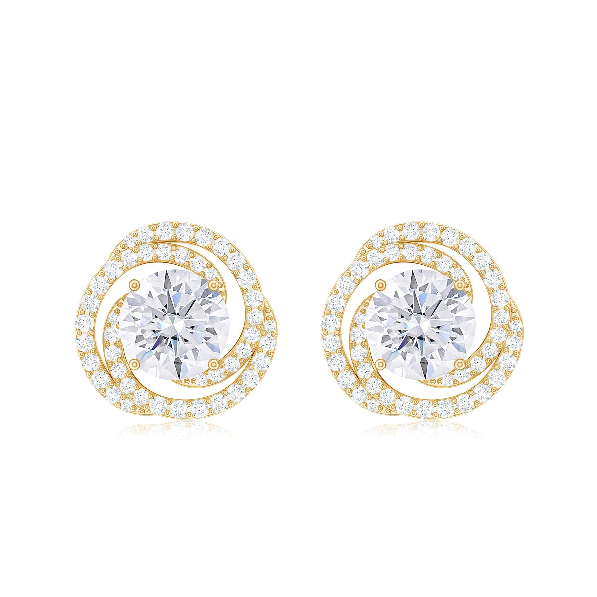 1.9 Carat Moissanite Swirl Stud Earrings with Screw Backs