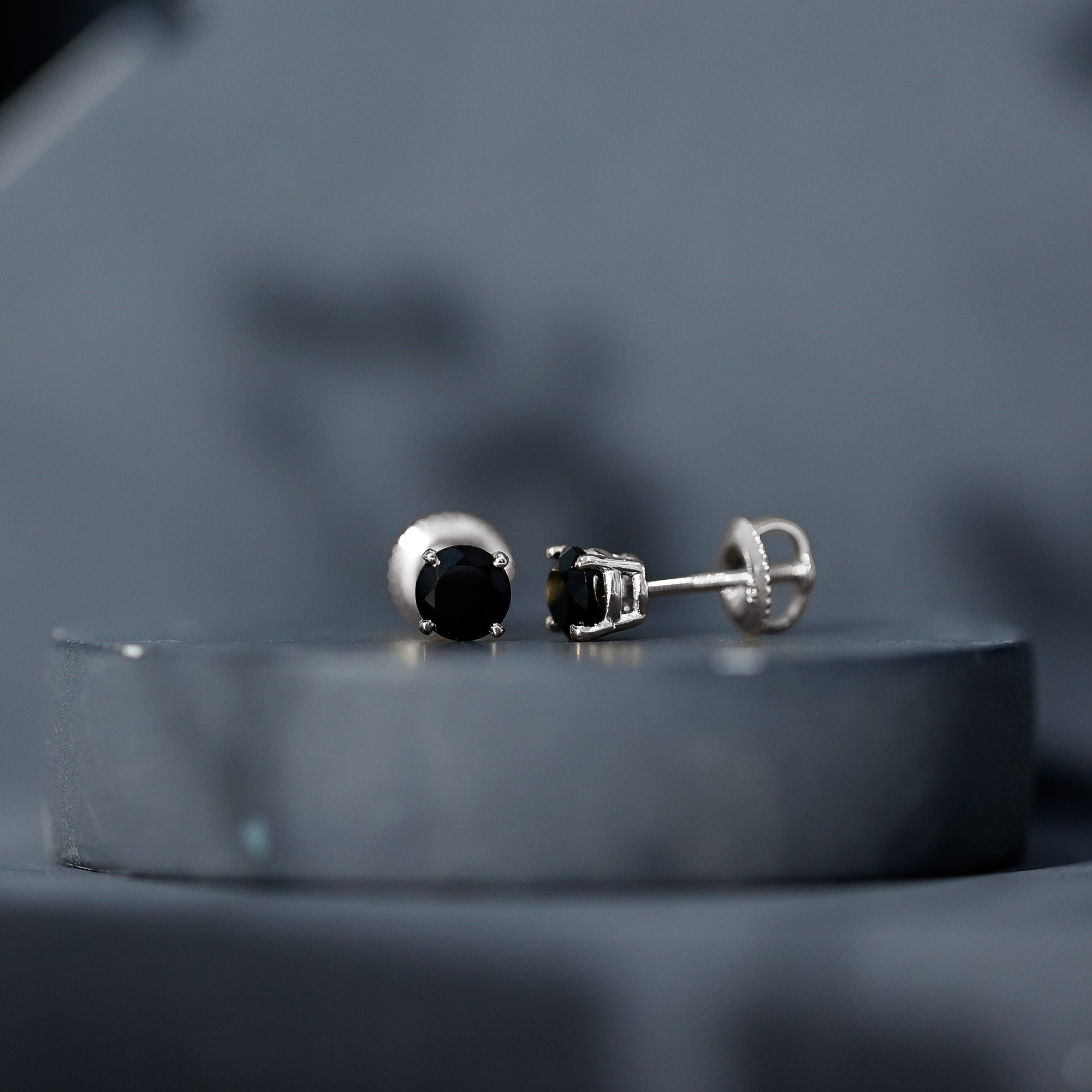 Natural Black Onyx Stud Earrings for Everyday