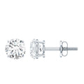 Round Moissanite 1 Carat Stud Earrings with Screw Back