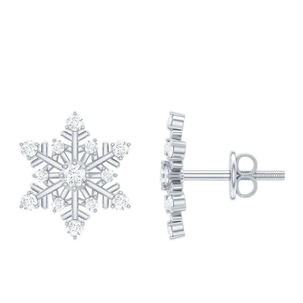 Certified Moissanite Snowflake Stud Earrings For Christmas