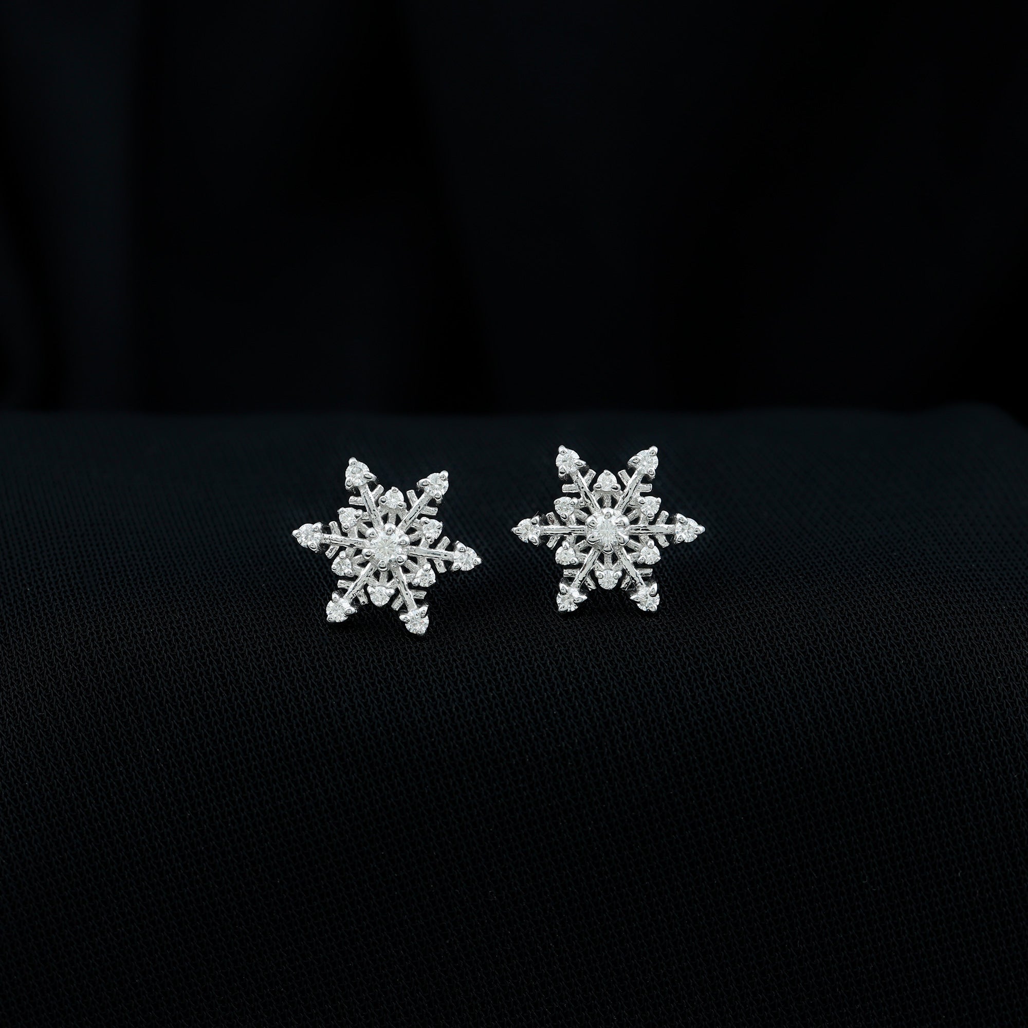 Certified Moissanite Snowflake Stud Earrings For Christmas