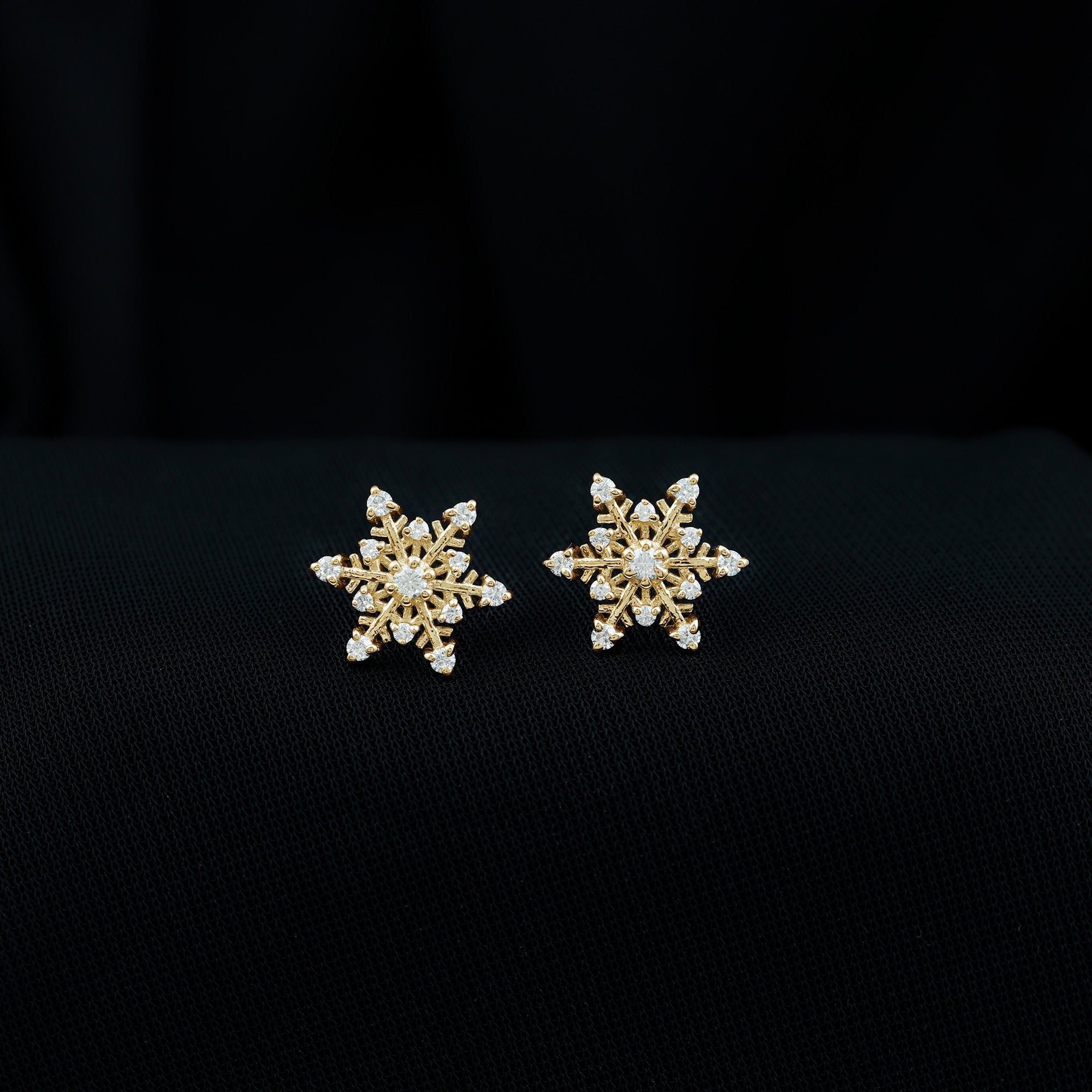Certified Moissanite Snowflake Stud Earrings For Christmas