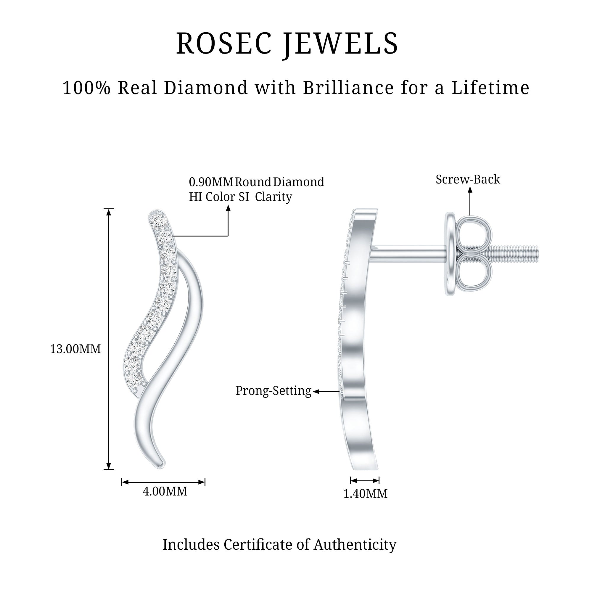 Prong Set Diamond Leaf Stud Earrings for Women
