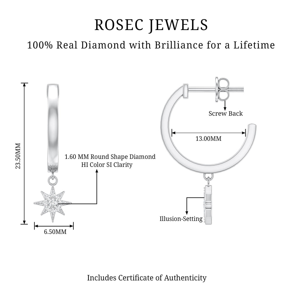 Certified Diamond Star Drop Earrings