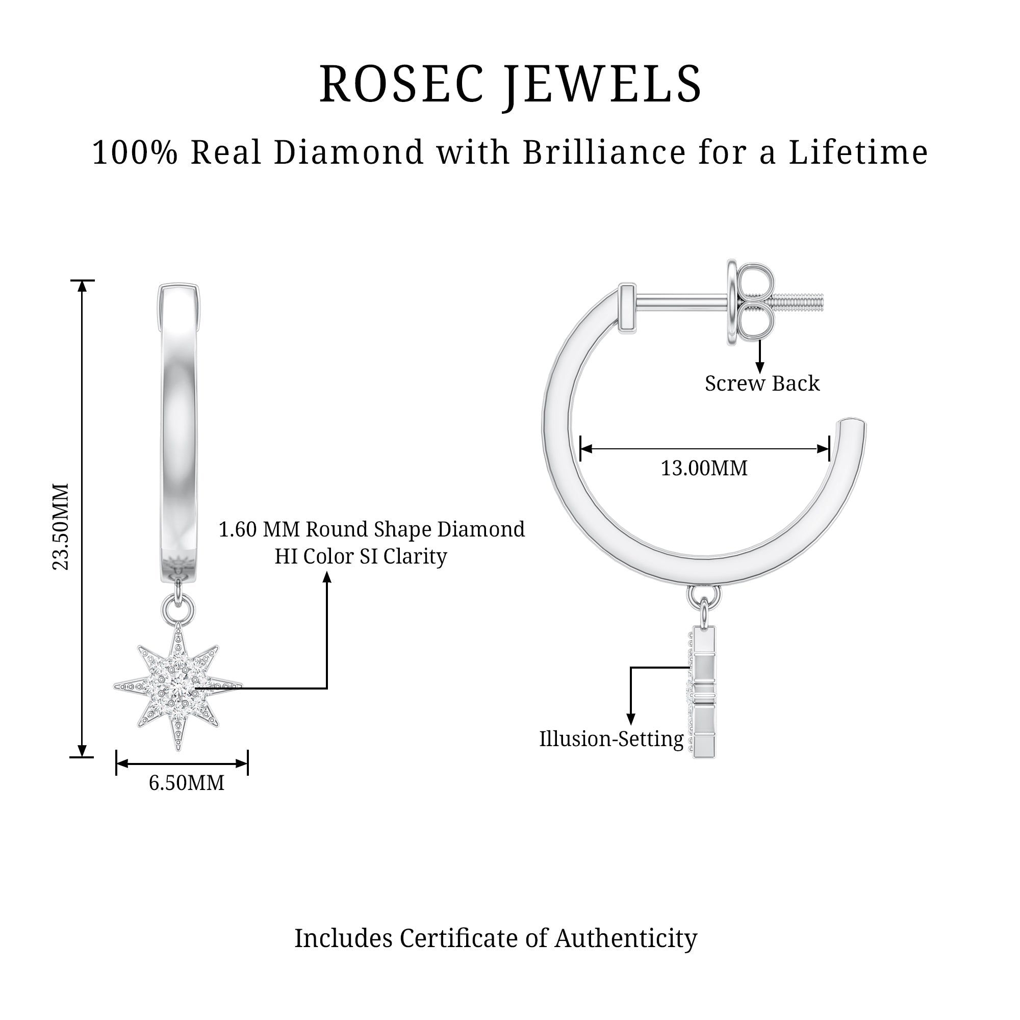 Certified Diamond Star Drop Earrings
