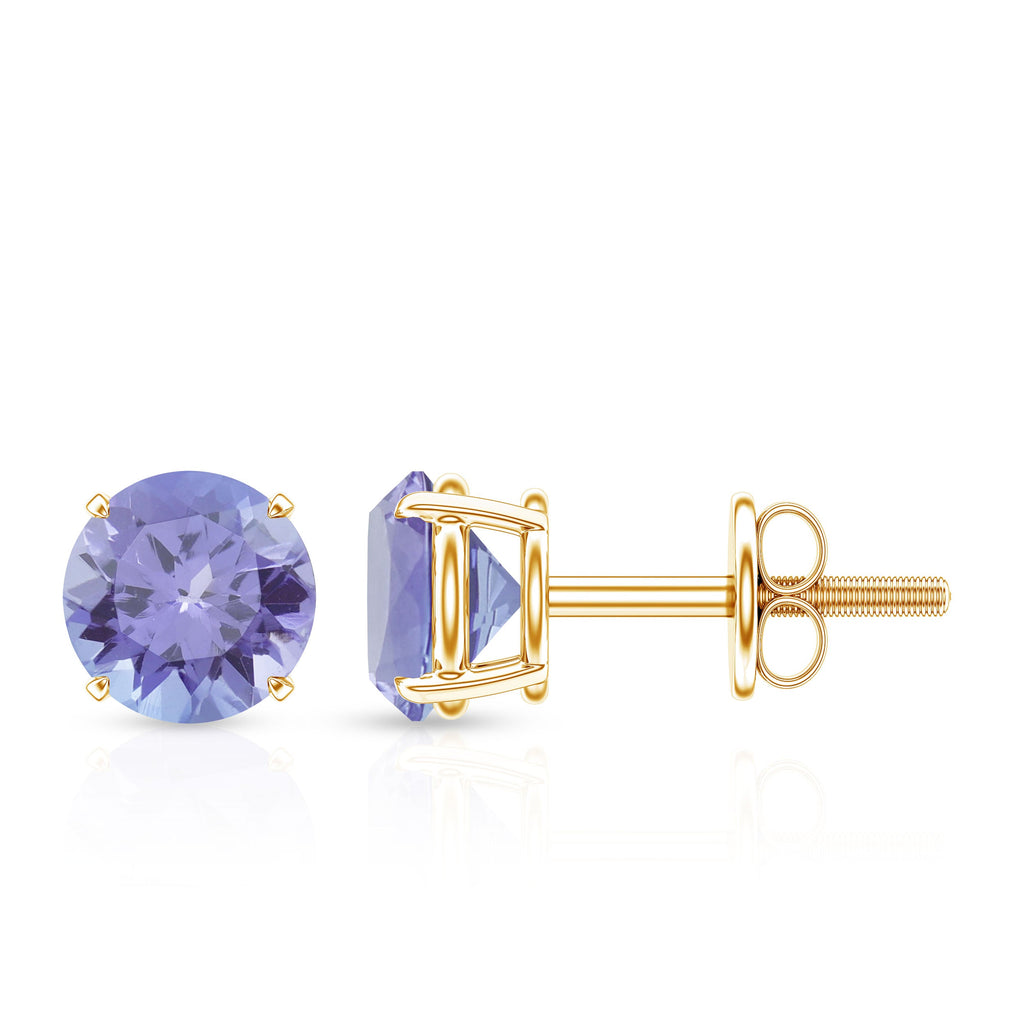 1 Carat Round Cut Tanzanite Stud Earrings for Women